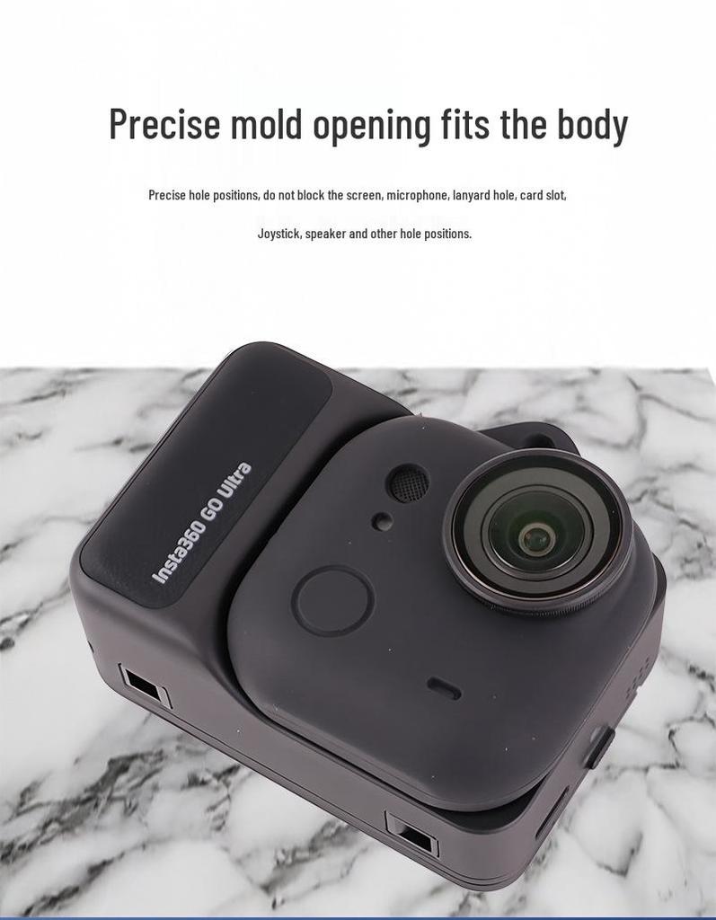 Силиконовый чехол Insta360GoUltra: Противоударный чехол с крышкой для объектива и ремешком