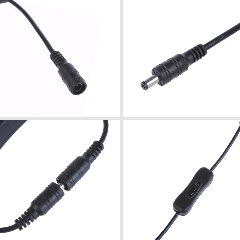 Удлинительный кабель питания DC5.5x2.1мм на DC5.5x2.1мм, штекер-розетка, с кнопкой включения/выключения, для светодиодной ленты, камеры, динамика