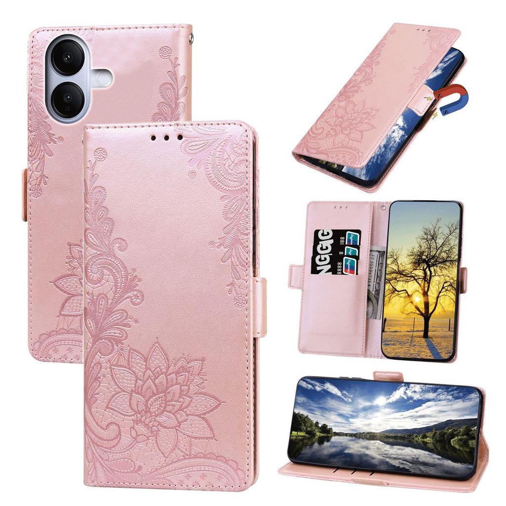 Lace Floral Print PU Leather Flip Wallet Phone Case for Vivo V60 Lite 4G/5G Cover