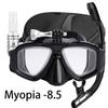 Scuba Myopia Diving Mask Set with Camera mount Tempered Lens Dive Swimming Glasses,Elastic elastic band,Gift Box