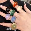 Oval Wide Acrylic Geometric Ring Charm Irregular Ring Unique Transparent Resin Ring  Jewelry