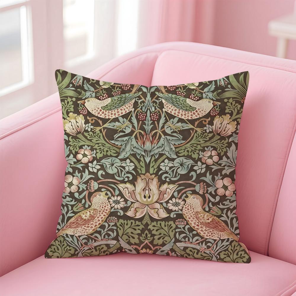 Art WWilliam Morris Cushion Cover Pillow Case Soft Skin Friendly Fabric Comfort Concealed Zipper