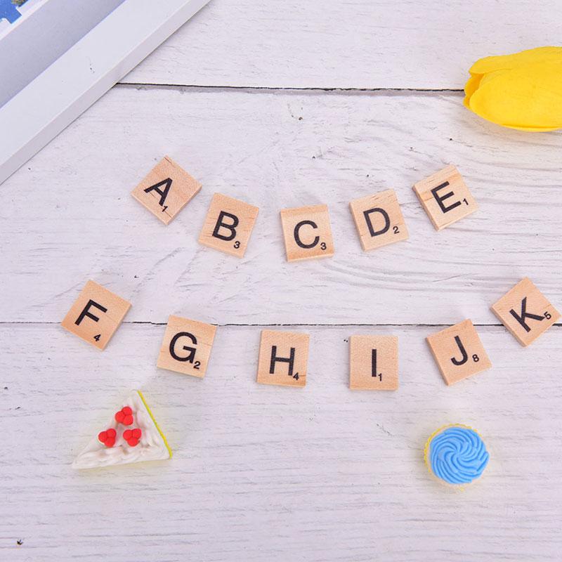 100 шт. деревянных плиток алфавита Scrabble черные буквы и цифры цифровая головоломка