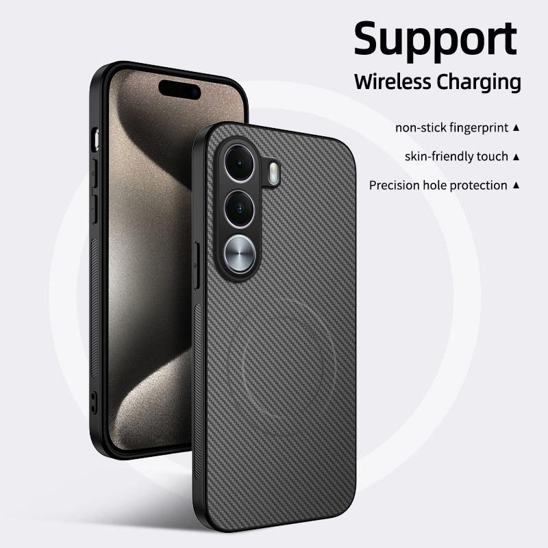 Чехол для камеры Realme C100i-4G с текстурой карбоновой кожи и поддержкой MagSafe