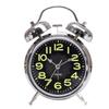 4 Inch Dial Twin Bell Alarm Clock Silver Battery Operated Alarm Clock  For Heavy Sleepers