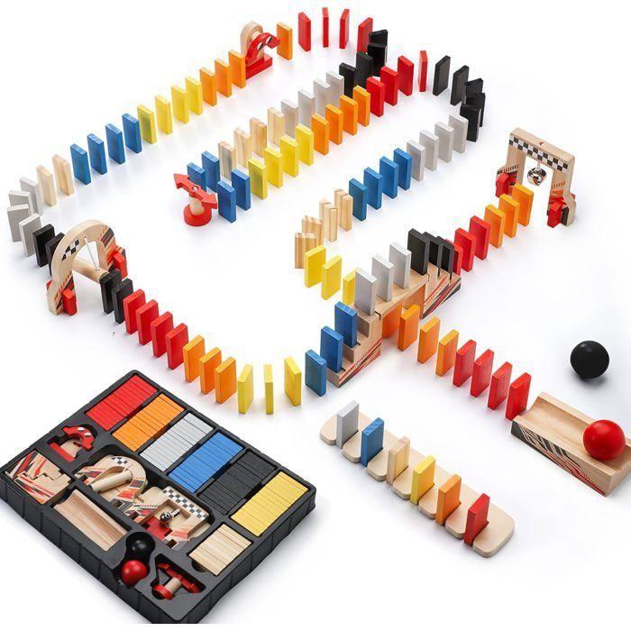 Красочная деревянная игра Домино Ралли 115 деталей - Дорджи - D3.400 - От 4 лет