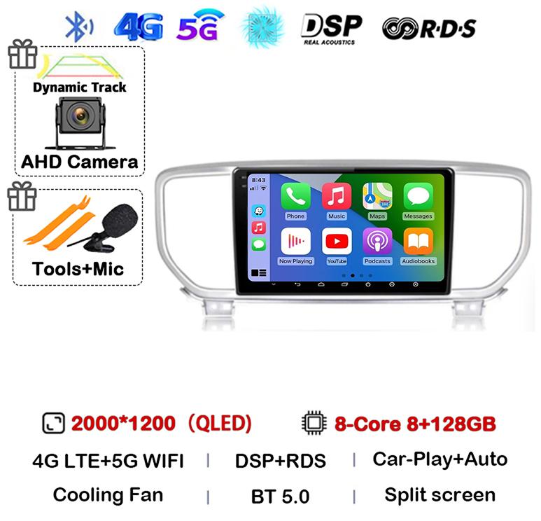 Android 13 Авто Carplay WIFI+4G Для Kia Sportage 4 QL 2018 2019 2020-2025 Автомагнитола Мультимедийный Видеоплеер Стерео 360 Камера BT
