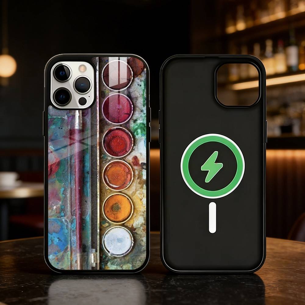 Набор Акварели Палитра Красок Чехол Для Телефона Для iPhone 17,16,15,14,13,12,Plus,Pro,Max Для Магнитной Беспроводной Зарядки