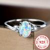 Fashion 925 Sterling Silver Oval White Fire Opal Rings for Women Wedding Engagement Fine Jewelry Party Gifts