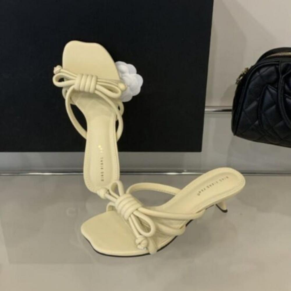 Melting Brown Women Summer Casual Note Ribbon Strap Mule Heel 3 Colors