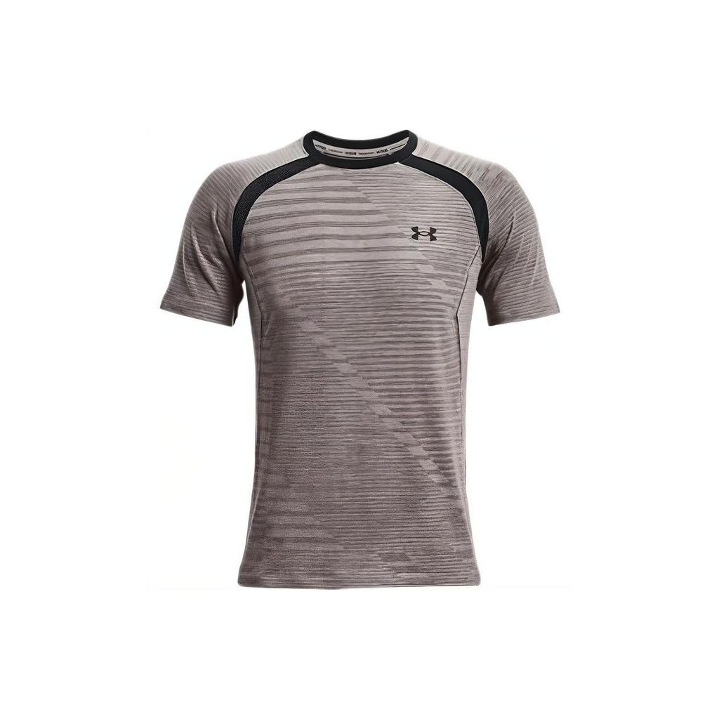 Under Armour Футболка для бега с логотипом, дышащие мужские топы с короткими рукавами, серая 1367535-066