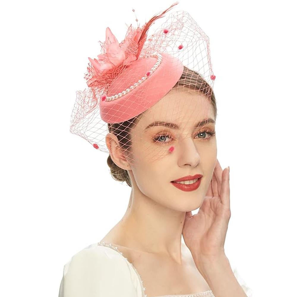 Шляпы 20-х 50-х годов, винтажные чародеи для женщин, шляпы для чаепития с повязкой на голову с сетчатой ​​вуалью из перьев