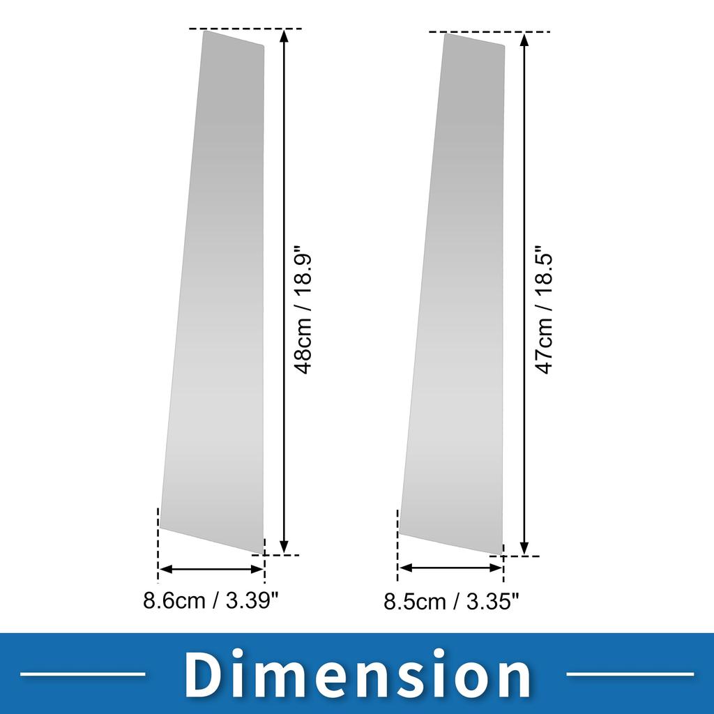 ABSOPRO Door Pillar Window Trim Stickers for Pillar Door Outer Exterior Covers for VW Touran Silver Tone Anti-Scratch Posts, 2016-2019,