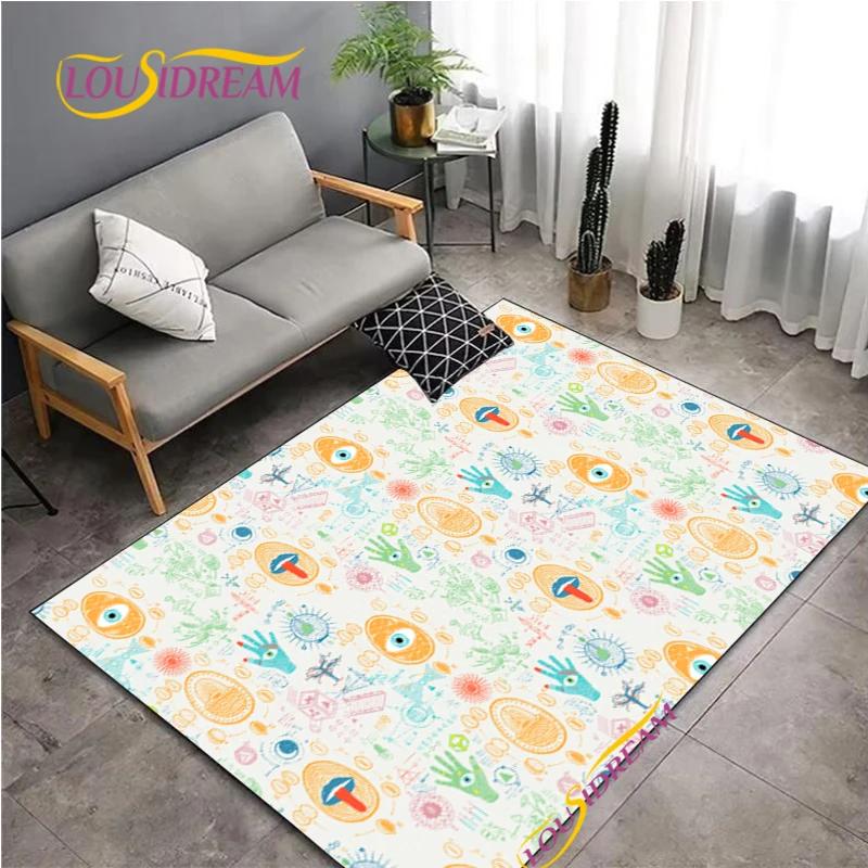 Узор "Сглаз" Ковер в скандинавском стиле для гостиной, спальни, декора, коврик для йоги, придверный коврик с противоскользящим покрытием, реквизит для фотосъемки, Alfombra