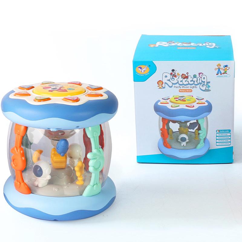 Children'S Light Music Projection Rotating Hand Drum, Multi-Functional Educational Early Education Soothing Toys For Infants And Young Children