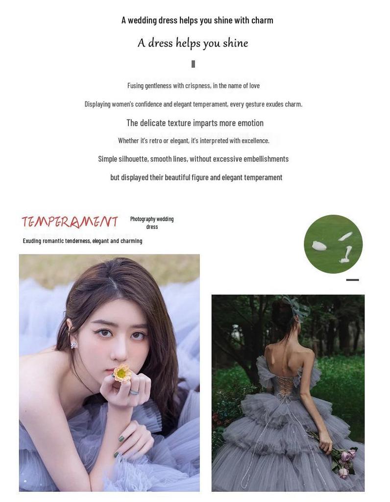 2025 Evening Wedding Dress: Studio Yarn, Outdoor Trailing Cake Skirt, Mori Style Travel Photography Gown