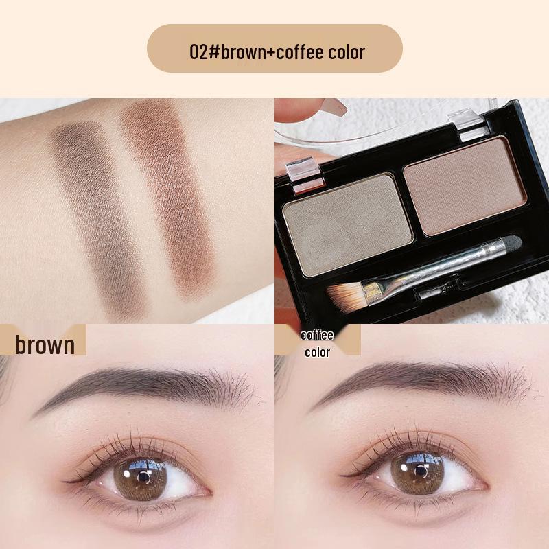 Водостойкий и потостойкий карандаш для бровей с кремовыми тенями и кисточкой - Не скатывается, Натуральный, Двухцветный