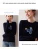 2025 Autumn/Winter Women's Round Neck Blueberry Jacquard 100% Pure Cashmere Sweater