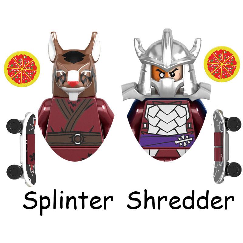 !!! 2 шт./комплект Черепашки-ниндзя Шреддер Сплинтер Модель Строительные блоки Развивающие кубики Фигурки Игрушки Для детей