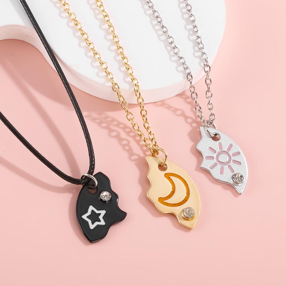 3pcs Creative Best Friend Necklace Pizza Shape Cartoon Pendant Necklace Children