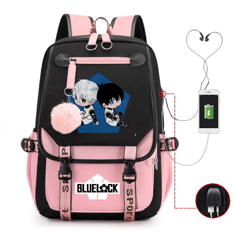 Blue Prison Anime School Bag College Wind Large Capacity Middle School Student Usb Backpack