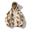 New Cartoon Thick Pattern Bear Print Women Winter Korean Large Size Long Sleeve Hooded Coat  Warm Couple Streetwear