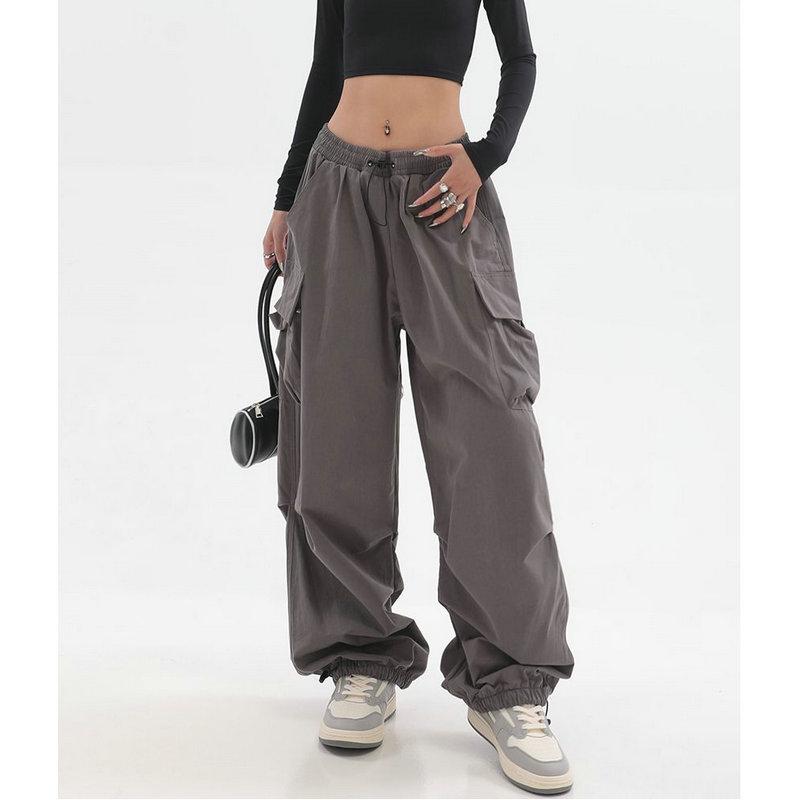 Весенние повседневные женские брюки-карго с эластичной резинкой на талии, модная уличная одежда, шаровары для бега, свободные брюки до щиколотки, свободные брюки для девочек