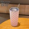 Polka Dot Vacuum Insulated Tumbler 304 Stainless Steel Large Capacity Water Bottle with Straw Couples Cup for Home Daily Use