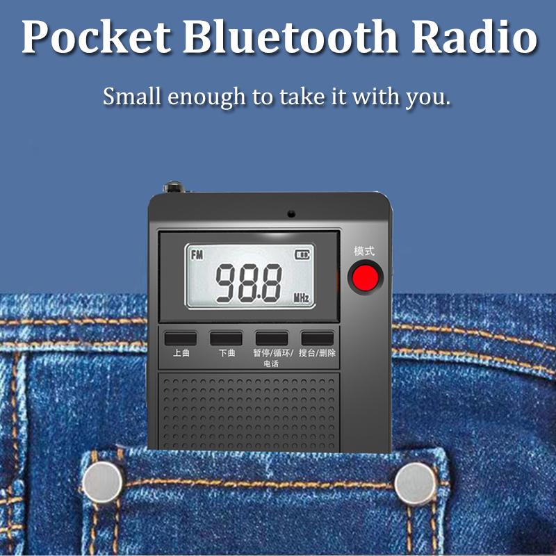 Портативные мини-радиоприемники, карманный FM/AM/SW-приемник, Bluetooth-стереодинамик, TF/гарнитура, MP3-плеер с ЖК-дисплеем, поддержка громкой связи