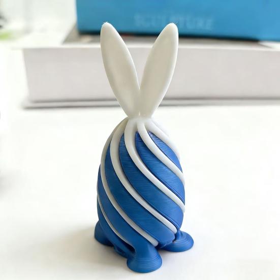 Спиральная игрушка-антистресс "Яйцо с ушками кролика" 3D-печать Easter Rabbit Egg Спиральная скульптура-проходка Фигурка Праздничное украшение для вечеринки