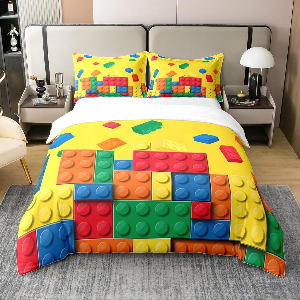 Покрывала Color Block для детей Мальчиков Девочек Размер Queen Покрывала для одеял Легкие Пуховые Декор комнаты 2 наволочки 1 пододеяльник Без одеяла