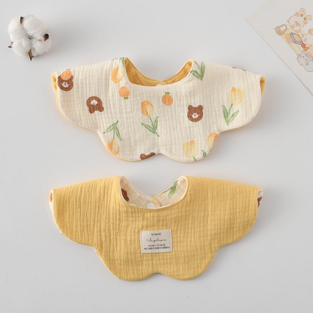 Pure Cotton Gauze Baby Feeding Bib Breathable Petal Bib Cute Drool Bib  For Kids