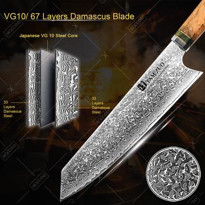 WXCOO Японский шеф-нож Kiritsuke Дамасская сталь Нож Santoku VG10 Нож для чистки фруктов Универсальный кухонный нож Кухонные аксессуары