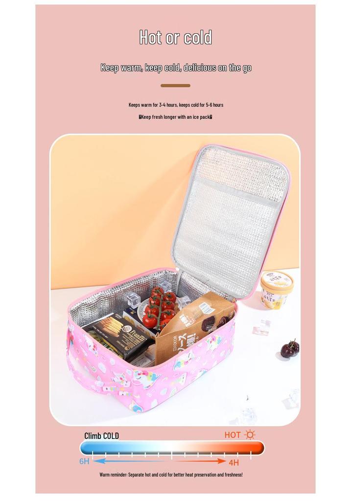 Изолированный Мультяшный Ланч-Бэг - Квадратный Дизайн для Школы и Поездок с Утолщенной Алюминиевой Фольгой.
