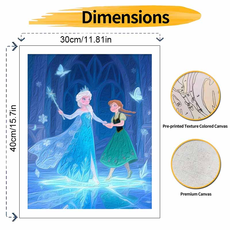 Disney Digital Oil Painting Art Kit Frozen Princess Ice Castle Handmade Coloring Painting Home Decor