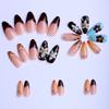 Fresh and sweet almond-shaped French leopard print petal ins press-on nails, 24 pieces of fake nails