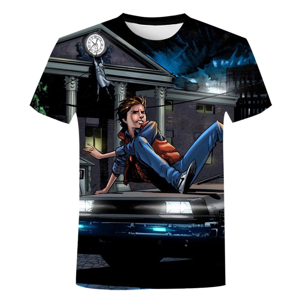Футболки «Назад в будущее» с 3D принтом, детские футболки в стиле хип-хоп для мальчиков, новые модные повседневные футболки для мужчин и женщин, летняя мужская футболка