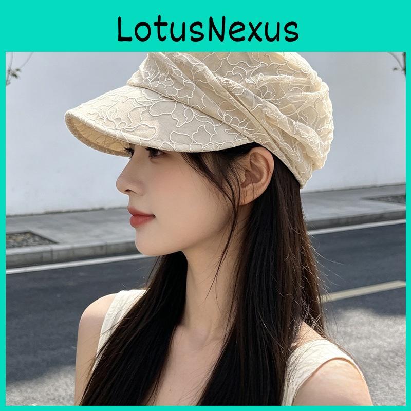 Breathable Lace Mesh Sun Hat With Wrinkled Pattern For Summer Casual Sun Protection