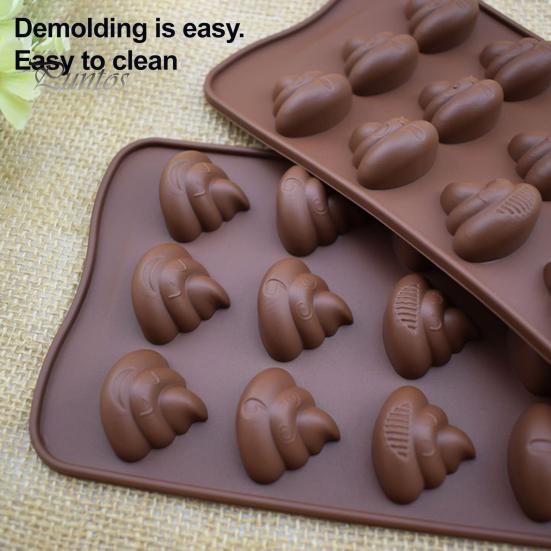 DIY Baking Kits for Kids Funny Poop Chocolate Mold, 15 Cavity Silicone Tray, Non-stick Heat Multipurpose Kitchen Tool Resistant Dessert Mold