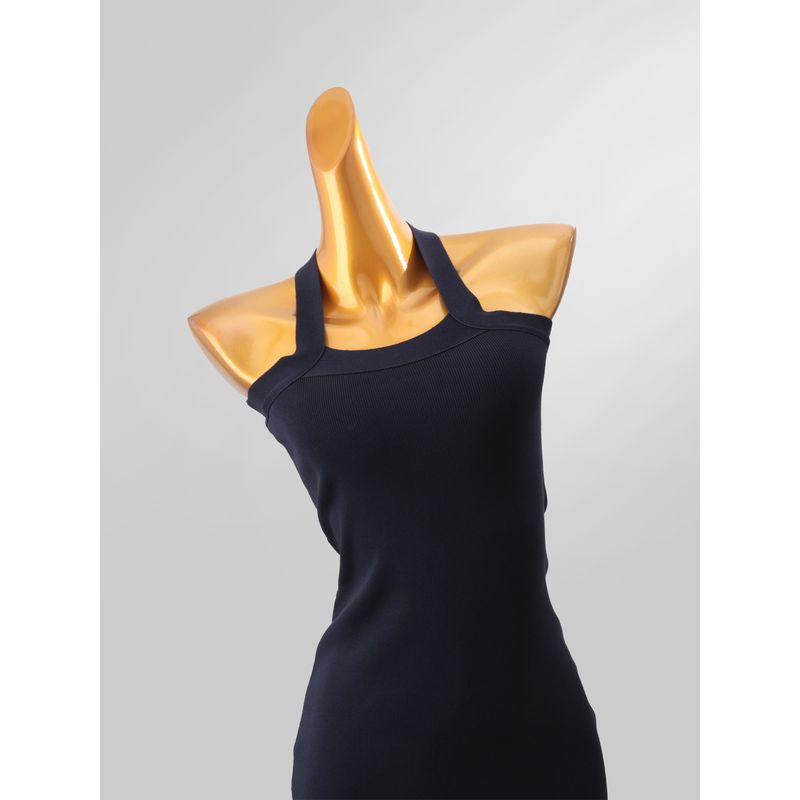 Fashion Style Sexy U Collar Sleeveless Knitting Dress Women's Sexy Lacing Halterneck Waist Slim Looking Bodycon Dress