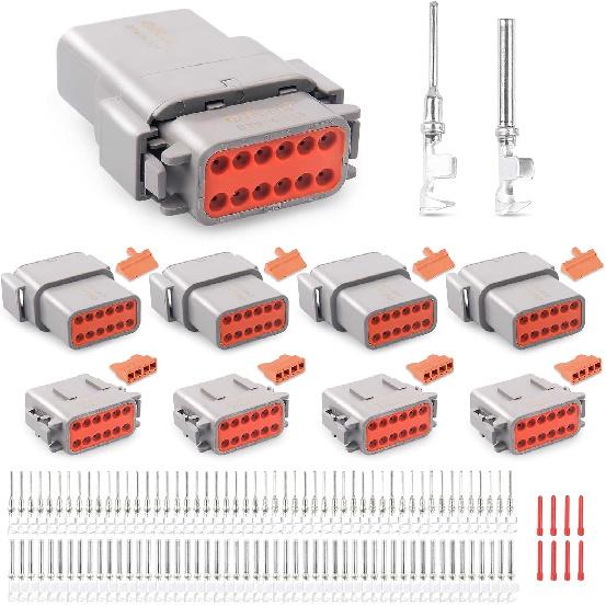 JRready ST6329-2 Deutsch DTM 2 Pin Connector Kit 4 Sets, Size 20 Contacts | with Tin-Plated Wire Barrels, 16–22 AWG, IP67 Sealed PA66 Housings,