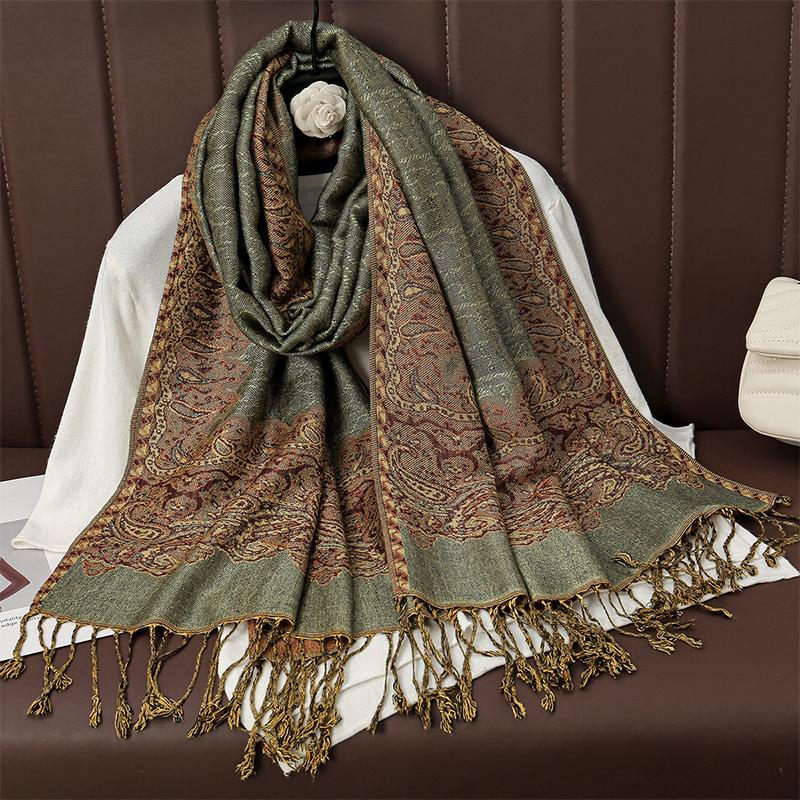Tassel Blanket Design Thick Pashmina New Winter Warm Shawl Wrap Cashmere Scarf Women Neckerchief Poncho Stoles