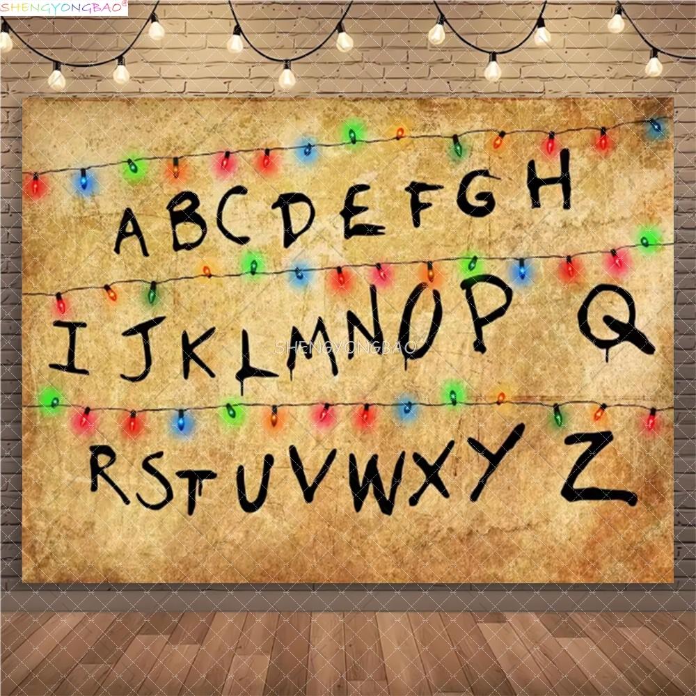 American TV Stranger Luminous Letter Photography Backdrops Prop Alphabet Light Baby Gift Birthday Party Background ZZ-02