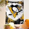 Penguin Hockey Tapestry Wall Hanging, Cute Penguin Stick Graffiti Art, Sports Wall Decor for Bedroom Living Room Dorm