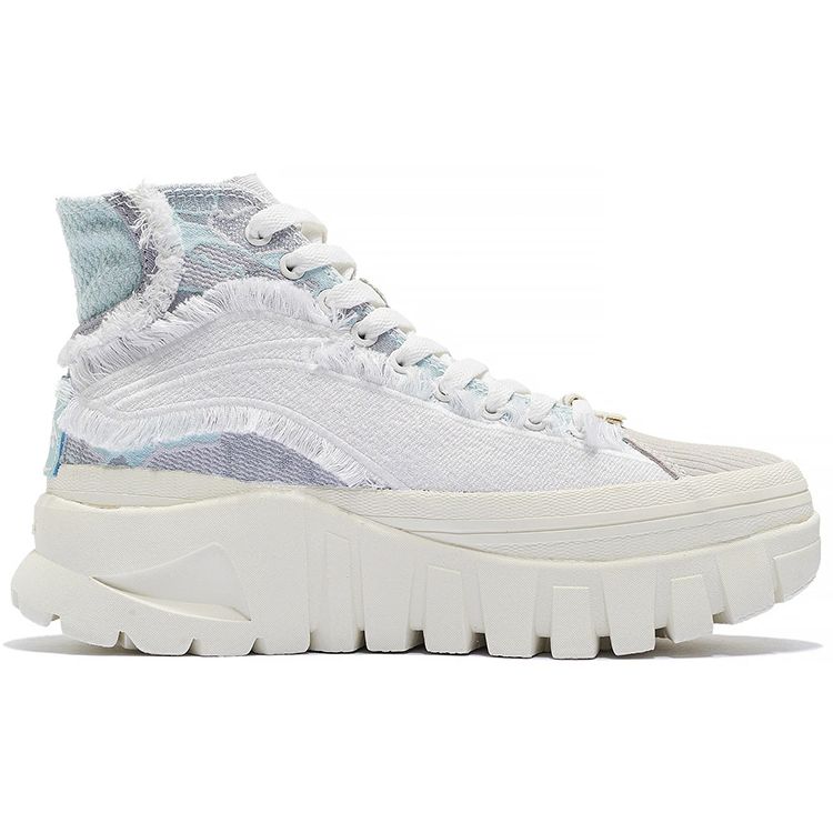 Li Ning Wei Wu High-Top Thick-Soled Sports Casual Shoes Women Sneakers White Blue AZGS090-2
