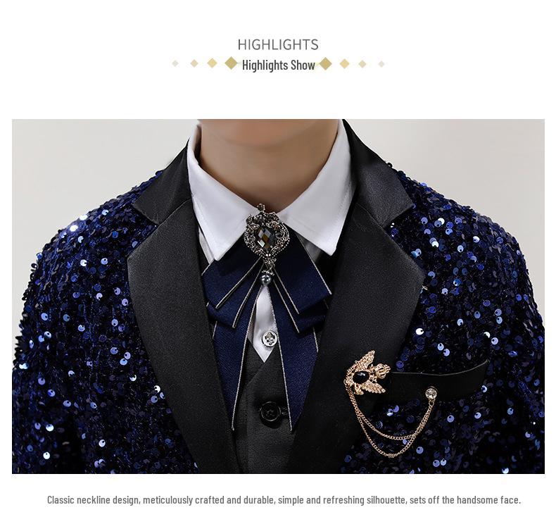 Красивый мальчишеский смокинг: Комплект с пайетками для выступлений и подиумов