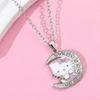 Cartoon Cat Rhinestone Necklace - Fashionable Girly Student Best Friend Chain with Niche Design.