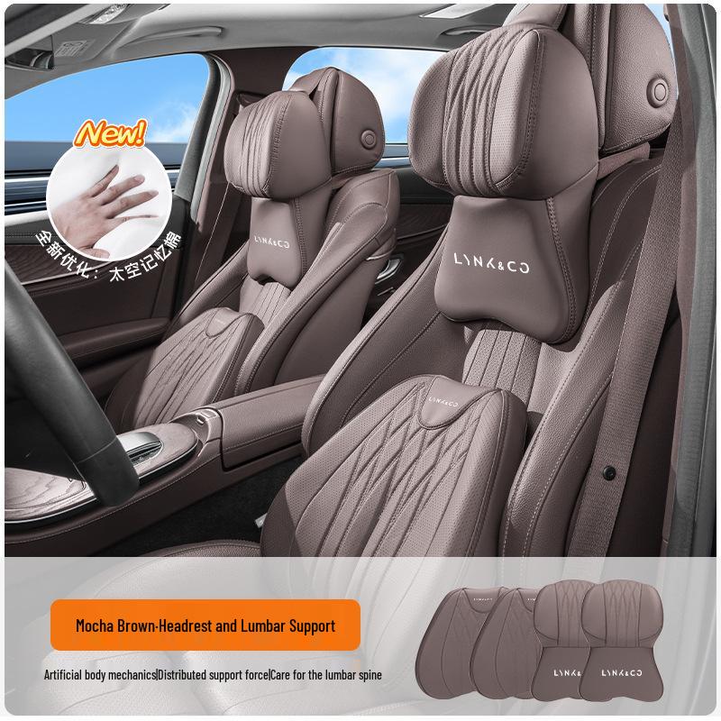 Lynk & Co Car Headrest & Lumbar Support Set for 01/06/07/08/09/10EMP/Z20/900 - Neck & Waist Protection.