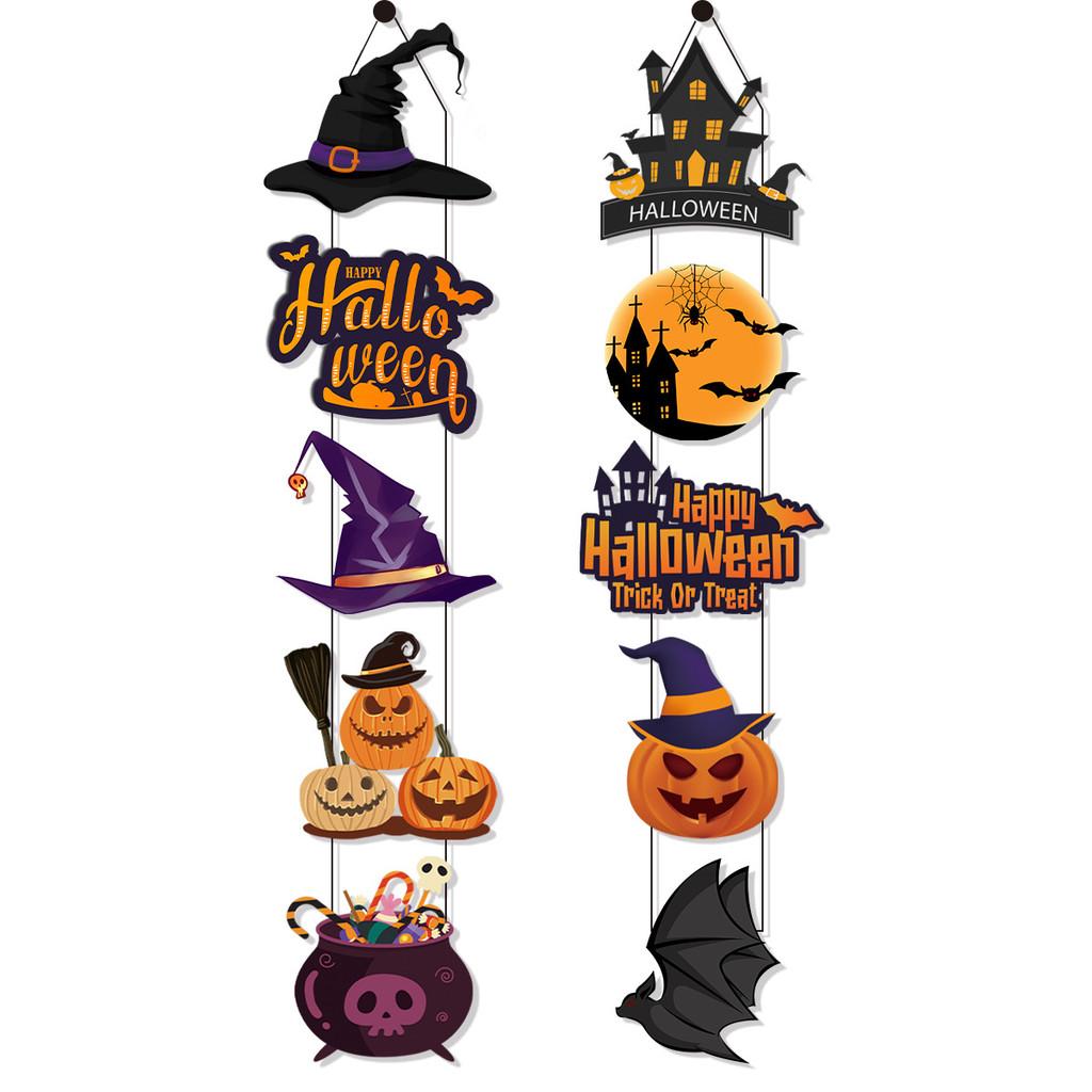 Halloween Festive Door Decoration With Bat Pumpkin Door Hanging For Scene