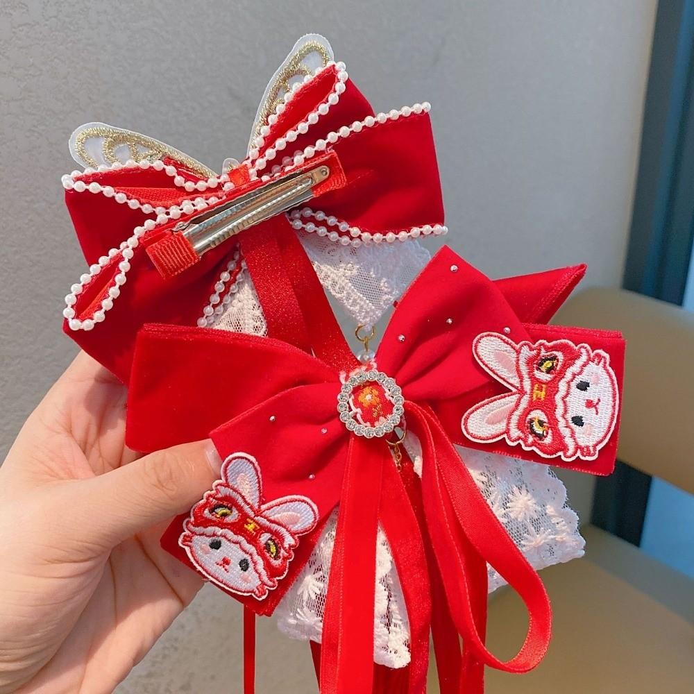 Ribbon Bow Ribbon Hair Clip Tassel Hanfu Hair Ornamen Sweet New Year Hairpin Children's Headwear